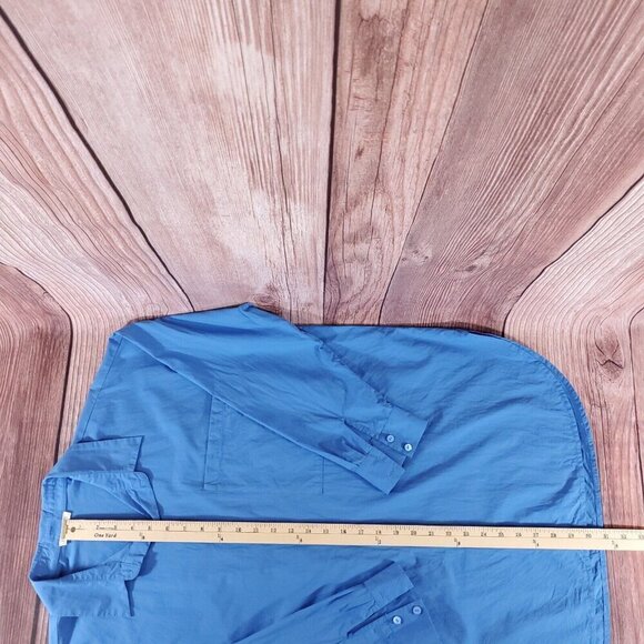 Eileen Fisher Womens Size Medium Blue Organic Cotton Oversized Button Up Shirt - Picture 14 of 14